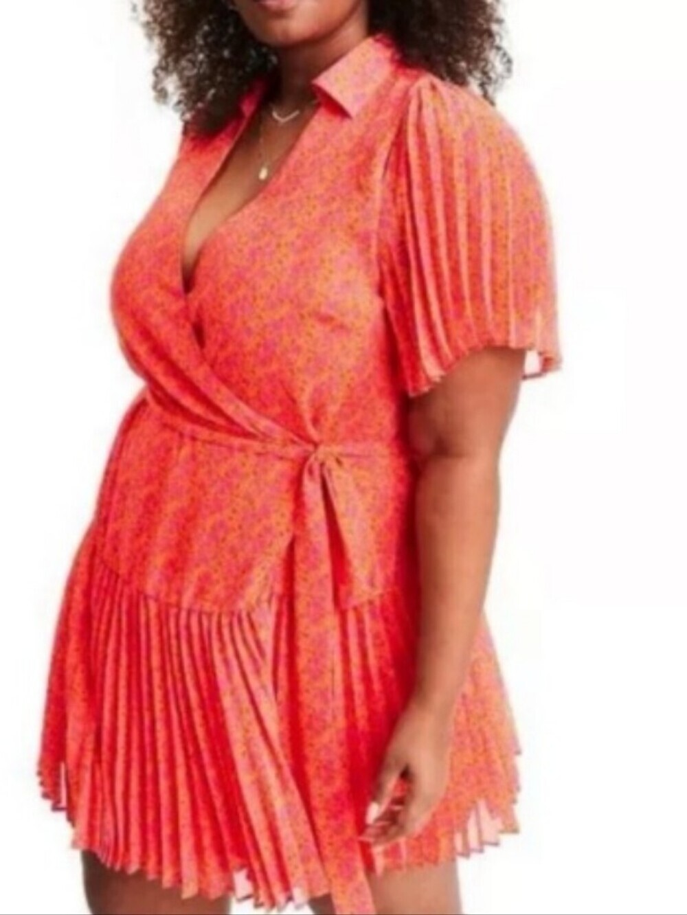 Alexis X Target Coral-Pink Pleated Wrap Mini Dress